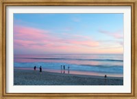 Tourists on the beach at sunset, Santa Monica, California, USA Fine Art Print