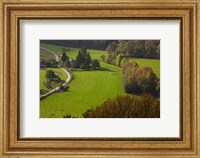 Elevated view of Frahan village farmhouse from the town of Rochehaut, Semois, Ardennes, Belgium Fine Art Print