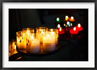 Votive candles in a cathedral, Reims Cathedral, Reims, Marne, Champagne-Ardenne, France Fine Art Print