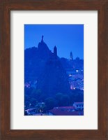 Rocher Corneille with Saint Michel d'Aiguilhe and Cathedral of Notre Dame Le Puy, Le Puy-en-Velay, Haute-Loire, Auvergne, France Fine Art Print