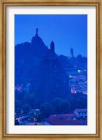 Rocher Corneille with Saint Michel d'Aiguilhe and Cathedral of Notre Dame Le Puy, Le Puy-en-Velay, Haute-Loire, Auvergne, France Fine Art Print