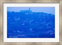 Town with Chateau de Polignac in the background at dawn, Polignac, Le Puy-en-Velay, Haute-Loire, Auvergne, France Fine Art Print