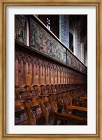 Choir stalls at Abbatiale Saint-Robert, La Chaise-Dieu, Haute-Loire, Auvergne, France Fine Art Print
