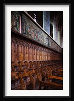Choir stalls at Abbatiale Saint-Robert, La Chaise-Dieu, Haute-Loire, Auvergne, France Fine Art Print