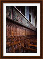 Choir stalls at Abbatiale Saint-Robert, La Chaise-Dieu, Haute-Loire, Auvergne, France Fine Art Print