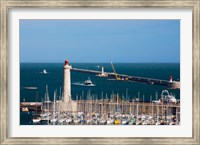 Port with the Mole St-Louis pier lighthouse, Sete, Herault, Languedoc-Roussillon, France Fine Art Print