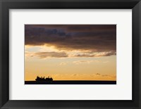 Silhouette of a ship in the sea at dawn, Sete, Herault, Languedoc-Roussillon, France Fine Art Print