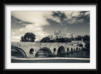 Pont Vieux bridge with Cathedrale Saint-Nazaire in the background, Beziers, Herault, Languedoc-Roussillon, France Fine Art Print
