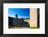 Medieval bridge across a river, Pont Valentre, Lot River, Cahors, Lot, Midi-Pyrenees, France Fine Art Print