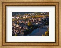 Elevated view of a town viewed from Mont St-Cyr, Cahors, Lot, Midi-Pyrenees, France Fine Art Print