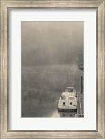 Morning fog over Lot River, Bouzies, Lot, Midi-Pyrenees, France Fine Art Print