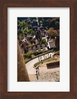Elevated view of a village with Chateau de Castelnaud, Castelnaud-la-Chapelle, Dordogne, Aquitaine, France Fine Art Print