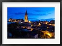Elevated view of a Town with Eglise Monolithe Church at Dawn, Saint-Emilion, Gironde, Aquitaine, France Fine Art Print
