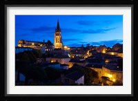 Elevated view of a Town with Eglise Monolithe Church at Dawn, Saint-Emilion, Gironde, Aquitaine, France Fine Art Print