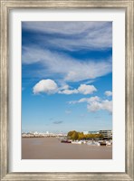 Boats with a city at the waterfront, Garonne River, Bordeaux, Gironde, Aquitaine, France Fine Art Print