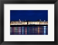 Place de la Bourse buildings from the Garonne River at dusk, Bordeaux, Gironde, Aquitaine, France Fine Art Print