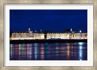 Place de la Bourse buildings from the Garonne River at dusk, Bordeaux, Gironde, Aquitaine, France Fine Art Print