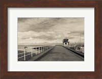 Town Pier on the Gironde River, Pauillac, Haut Medoc, Gironde, Aquitaine, France (black and white) Fine Art Print