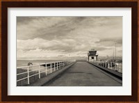 Town Pier on the Gironde River, Pauillac, Haut Medoc, Gironde, Aquitaine, France (black and white) Fine Art Print