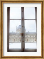 Louvre museum viewed through a window, Paris, Ile-de-France, France Fine Art Print