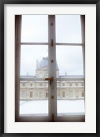 Louvre museum viewed through a window, Paris, Ile-de-France, France Fine Art Print