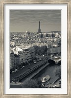City with Eiffel tower in the background viewed from Notre Dame Cathedral, Paris, Ile-de-France, France Fine Art Print