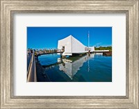 Reflection of a memorial in water, USS Arizona Memorial, Pearl Harbor, Honolulu, Hawaii, USA Fine Art Print