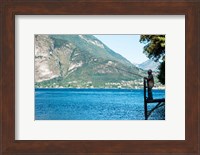 Man Fishing from Dock on Edge of Lake Como, Varenna, Lombardy, Italy Fine Art Print