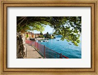 Walkway along the shore of a lake, Varenna, Lake Como, Lombardy, Italy Fine Art Print