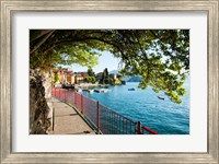 Walkway along the shore of a lake, Varenna, Lake Como, Lombardy, Italy Fine Art Print