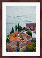 High angle view of buildings in a town at the lakeside, Varenna, Lake Como, Lombardy, Italy Fine Art Print