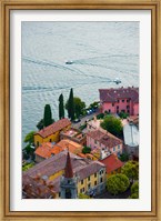 High angle view of buildings in a town at the lakeside, Varenna, Lake Como, Lombardy, Italy Fine Art Print