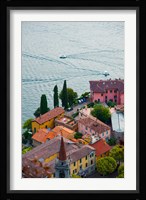 High angle view of buildings in a town at the lakeside, Varenna, Lake Como, Lombardy, Italy Fine Art Print