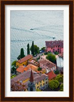 High angle view of buildings in a town at the lakeside, Varenna, Lake Como, Lombardy, Italy Fine Art Print