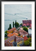 High angle view of buildings in a town at the lakeside, Varenna, Lake Como, Lombardy, Italy Fine Art Print