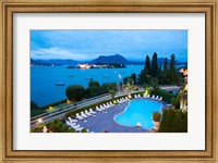 Aerial view of a swimming pool at hotel, Villa e Palazzo Aminta, Isola Bella, Stresa, Lake Maggiore, Italy Fine Art Print