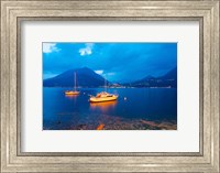 Boats anchored in the Lake Como, Varenna, Lombardy, Italy Fine Art Print
