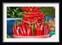 Vegetable for sale at a market stall, Candi Kuning, Baturiti, Bali, Indonesia Framed Print