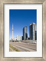 Skyscrapers and Railway yard with CN Tower in the background, Toronto, Ontario, Canada 2013 Fine Art Print