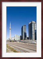 Skyscrapers and Railway yard with CN Tower in the background, Toronto, Ontario, Canada 2013 Fine Art Print
