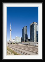 Skyscrapers and Railway yard with CN Tower in the background, Toronto, Ontario, Canada 2013 Fine Art Print