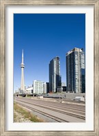 Skyscrapers and Railway yard with CN Tower in the background, Toronto, Ontario, Canada 2013 Fine Art Print