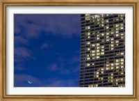 Low angle view of a shopping centre with crescent moon at dusk, Marina Bay Sands, Singapore Fine Art Print