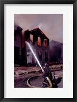 Firefighter during a rescue operation, USA Fine Art Print