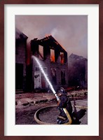 Firefighter during a rescue operation, USA Fine Art Print