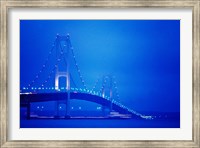 Fog surrounding the Mackinac Bridge at dusk, Michigan, USA Fine Art Print