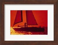Silhouette of a sailboat in a lake, Lake Michigan, Chicago, Cook County, Illinois, USA Fine Art Print