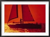 Silhouette of a sailboat in a lake, Lake Michigan, Chicago, Cook County, Illinois, USA Fine Art Print