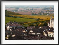 Elevated town view with Vineyards, Saint-Emilion, Gironde, Aquitaine, France Fine Art Print