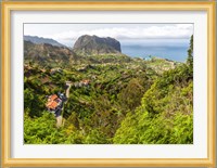 High angle view of Porto da Cruz and Penha de Aguia from Portela, Madeira, Portugal Fine Art Print